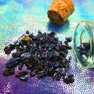 Titanium Black Tourmaline Gemstone Chips In A Bottle Embellishment